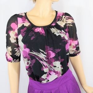 3/$15 Dana Buchman floral short sleeve top
